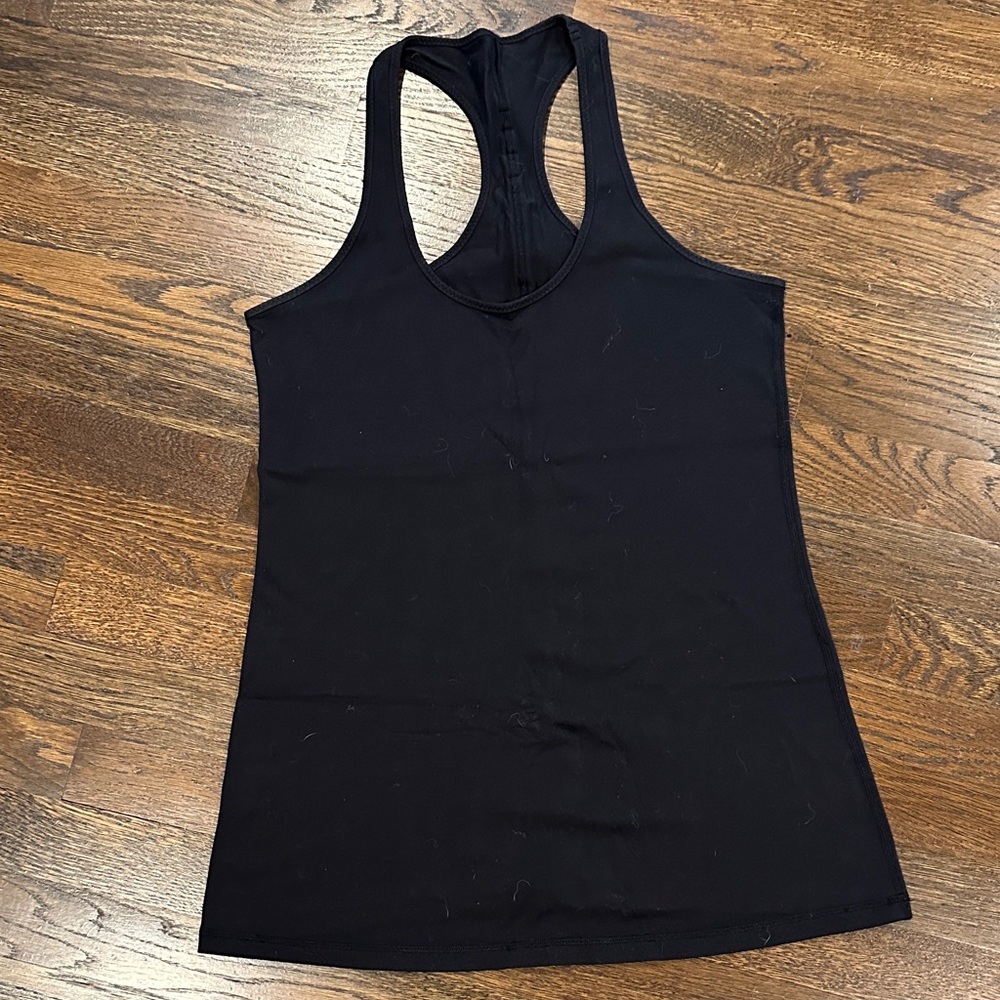 Lululemon Cool Racerback SE tank, black with bow, size 10